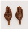 Male Hands: Saluting "Karate" Hands with Dark Skin Tone - Right AND Left (Pair) - 1:18 Scale MTF Accessory for 3-3/4" Action Figures