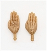 Male Hands: Saluting "Karate" Hands with LIGHT TAN Skin Tone - Right AND Left (Pair) - 1:18 Scale MTF Accessory for 3-3/4" Action Figures