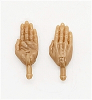 Male Hands: Saluting "Karate" Hands with LIGHT TAN Skin Tone - Right AND Left (Pair) - 1:18 Scale MTF Accessory for 3-3/4" Action Figures