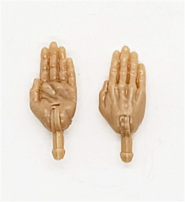 Male Hands: Saluting "Karate" Hands with LIGHT TAN Skin Tone - Right AND Left (Pair) - 1:18 Scale MTF Accessory for 3-3/4" Action Figures