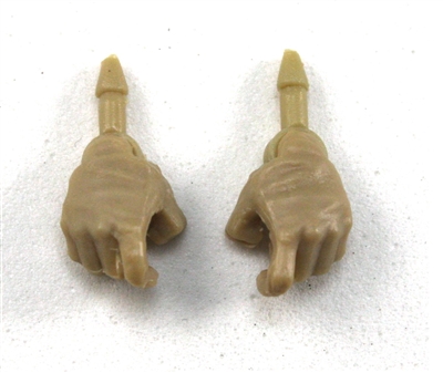 Male Hands: Tan Full Gloves Right AND Left (Pair) - 1:18 Scale MTF Accessory for 3-3/4" Action Figures