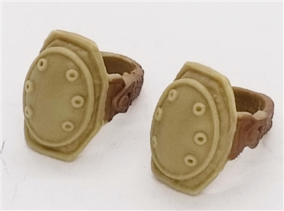 Knee Pads with Strap TAN & BROWN Version (PAIR) - 1:18 Scale Modular MTF Accessory for 3-3/4" Action Figures