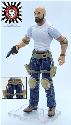 Belt with Drop Down Leg Holster: TAN with TAN Version - 1:18 Scale Modular MTF Accessory for 3-3/4" Action Figures