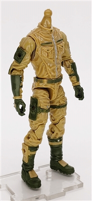 MTF Male Trooper Body WITHOUT Head DARK TAN with Green "Assault-Ops" CLOTH Legs (No Leg Armor) - 1:18 Scale Marauder Task Force Action Figure
