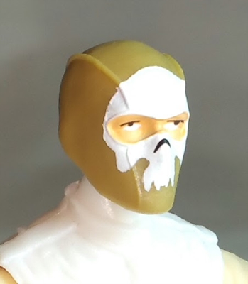 Male Head: Balaclava DARK TAN Mask with White "SKULL" Deco - 1:18 Scale MTF Accessory for 3-3/4" Action Figures