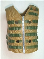 Male Vest: Tactical Type DARK TAN & Green Version - 1:18 Scale Modular MTF Accessory for 3-3/4" Action Figures