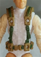 Male Vest: Harness Rig DARK TAN with Green Version - 1:18 Scale Modular MTF Accessory for 3-3/4" Action Figures