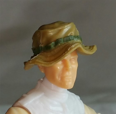 Headgear: Boonie Hat DARK TAN & Green Version - 1:18 Scale Modular MTF Accessory for 3-3/4" Action Figures