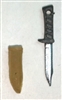 Fighting Knife & Sheath: Small Size DARK TAN Version - 1:18 Scale Modular MTF Accessory for 3-3/4" Action Figures