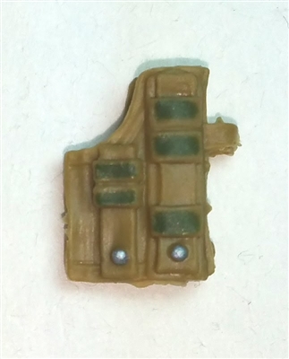 Pistol Holster: Large Right Handed with Loop DARK TAN & Green Version - 1:18 Scale Modular MTF Accessory for 3-3/4" Action Figures