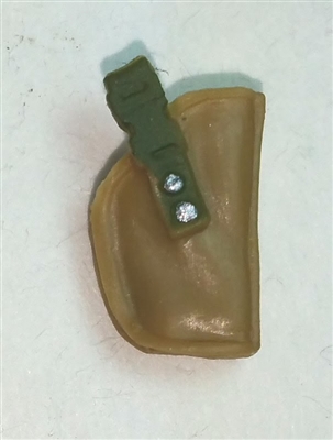 Pistol Holster: Small  Right Handed DARK TAN & Green Version - 1:18 Scale Modular MTF Accessory for 3-3/4" Action Figures