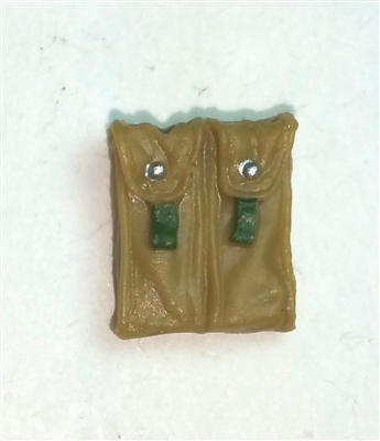 Ammo Pouch: Double Magazine DARK TAN & Green Version - 1:18 Scale Modular MTF Accessory for 3-3/4" Action Figures