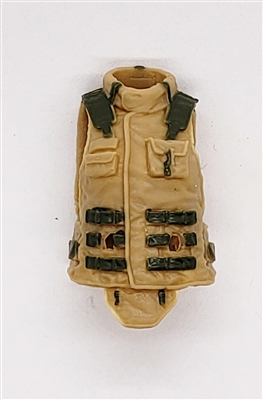 Female Vest: High Collar Type DARK TAN with GREEN Version - 1:18 Scale Modular MTF Valkyries Accessory for 3-3/4" Action Figures