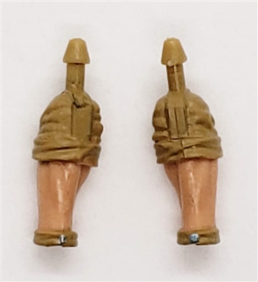 Male Forearms: Bare with DARK TAN Rolled Up Sleeves Light Skin Tone - Right AND Left (Pair) - 1:18 Scale MTF Accessory for 3-3/4" Action Figures
