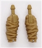 Male Forearms: DARK TAN Cloth Forearms (NO Armor) - Right AND Left (Pair) - 1:18 Scale MTF Accessory for 3-3/4" Action Figures