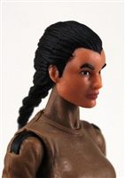 Female Head: "Athena"  Light Skin Tone with Black French Braid - 1:18 Scale MTF Valkyries Accessory for 3-3/4" Action Figures