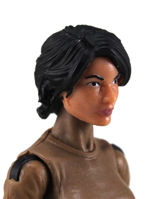 Female Head: "Athena"  Light Skin Tone with Black Long Hair - 1:18 Scale MTF Valkyries Accessory for 3-3/4" Action Figures