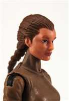 Female Head:  "Athena" Light Skin Tone with Brown French Braid - 1:18 Scale MTF Valkyries Accessory for 3-3/4" Action Figures