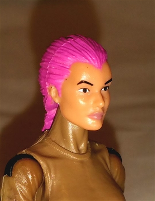 Female Head: "Athena"  Light Skin Tone with Pink French Braid - 1:18 Scale MTF Valkyries Accessory for 3-3/4" Action Figures