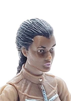 Female Head: "Athena" Dark Skin Tone with Black French Braid - 1:18 Scale MTF Valkyries Accessory for 3-3/4" Action Figures