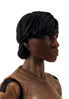 Female Head: "Oshun"  Dark Skin Tone with Black Short Hair - 1:18 Scale MTF Valkyries Accessory for 3-3/4" Action Figures