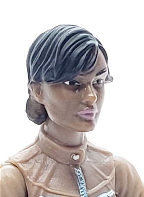 Female Head: "Athena"  Dark Skin Tone with Black Short Hair - 1:18 Scale MTF Valkyries Accessory for 3-3/4" Action Figures