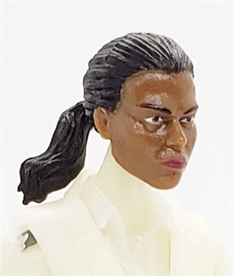 Female Head: "Talia"  Dark Skin Tone with Black Hair & Pony Tail - 1:18 Scale MTF Valkyries Accessory for 3-3/4" Action Figures