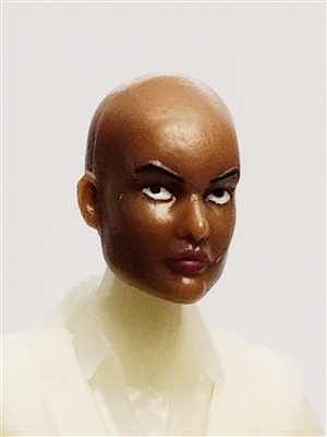 Female Head: "Grace"  Dark Skin Tone with Bald Head - 1:18 Scale MTF Valkyries Accessory for 3-3/4" Action Figures