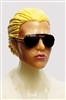 Female Head: "Reagan"  Light Skin Tone with Sunglasses, Blonde Hair & Low Bun - 1:18 Scale MTF Valkyries Accessory for 3-3/4" Action Figures