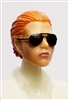 Female Head: "Reagan"  Light Skin Tone with Sunglasses, Red Hair & Low Bun - 1:18 Scale MTF Valkyries Accessory for 3-3/4" Action Figures