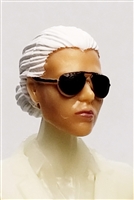 Female Head: "Reagan"  Light Skin Tone with Sunglasses, White Hair & Low Bun - 1:18 Scale MTF Valkyries Accessory for 3-3/4" Action Figures