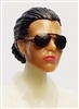 Female Head: "Reagan"  Tan Skin Tone with Sunglasses, Black Hair & Low Bun - 1:18 Scale MTF Valkyries Accessory for 3-3/4" Action Figures