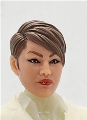 Female Head: "KATHY-JO" LIGHT Skin Tone with BROWN Hair - 1:18 Scale MTF Valkyries Accessory for 3-3/4" Action Figures
