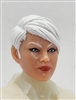Female Head: "KATHY-JO" LIGHT Skin Tone with WHITE Hair - 1:18 Scale MTF Valkyries Accessory for 3-3/4" Action Figures