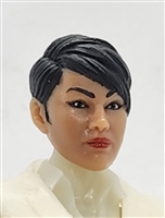 Female Head: "KATHY-JO" LIGHT-TAN (ASIAN) Skin Tone with BLACK Hair - 1:18 Scale MTF Valkyries Accessory for 3-3/4" Action Figures