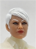 Female Head: "KATHY-JO" LIGHT-TAN (ASIAN) Skin Tone with WHITE Hair - 1:18 Scale MTF Valkyries Accessory for 3-3/4" Action Figures