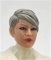 Female Head: "KATHY-JO" LIGHT-TAN (ASIAN) Skin Tone with GRAY Hair - 1:18 Scale MTF Valkyries Accessory for 3-3/4" Action Figures