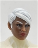 Female Head: "KATHY-JO" DARK Skin Tone with WHITE Hair - 1:18 Scale MTF Valkyries Accessory for 3-3/4" Action Figures