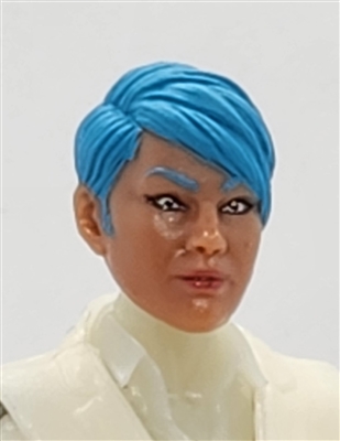 Female Head: "KATHY-JO" TAN Skin Tone with BLUE Hair - 1:18 Scale MTF Valkyries Accessory for 3-3/4" Action Figures