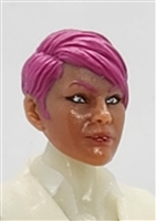 Female Head: "KATHY-JO" TAN Skin Tone with PINK Hair - 1:18 Scale MTF Valkyries Accessory for 3-3/4" Action Figures