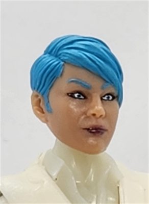 Female Head: "KATHY-JO" LIGHT-TAN (ASIAN) Skin Tone with BLUE Hair - 1:18 Scale MTF Valkyries Accessory for 3-3/4" Action Figures