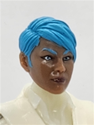 Female Head: "KATHY-JO" DARK Skin Tone with BLUE Hair - 1:18 Scale MTF Valkyries Accessory for 3-3/4" Action Figures