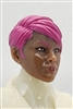 Female Head: "KATHY-JO" DARK Skin Tone with PINK Hair - 1:18 Scale MTF Valkyries Accessory for 3-3/4" Action Figures