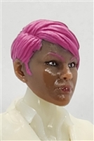 Female Head: "KATHY-JO" DARK Skin Tone with PINK Hair - 1:18 Scale MTF Valkyries Accessory for 3-3/4" Action Figures