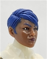 Female Head: "KATHY-JO" DARK Skin Tone with PURPLE Hair - 1:18 Scale MTF Valkyries Accessory for 3-3/4" Action Figures