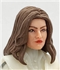 Female Head: "CHRISTINA" LIGHT Skin Tone with 2 (TWO) BROWN Hair Pieces (LONG AND MEDIUM Length) Deluxe Set - 1:18 Scale MTF Valkyries Accessory for 3-3/4" Action Figures