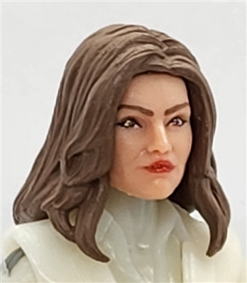 Female Head: "CHRISTINA" LIGHT Skin Tone with 2 (TWO) BROWN Hair Pieces (LONG AND MEDIUM Length) Deluxe Set - 1:18 Scale MTF Valkyries Accessory for 3-3/4" Action Figures