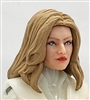 Female Head: "CHRISTINA" LIGHT Skin Tone with 2 (TWO) LIGHT BROWN Hair Pieces (LONG AND MEDIUM Length) Deluxe Set - 1:18 Scale MTF Valkyries Accessory for 3-3/4" Action Figures
