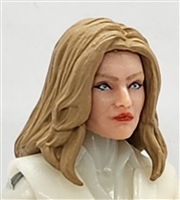 Female Head: "CHRISTINA" LIGHT Skin Tone with 2 (TWO) LIGHT BROWN Hair Pieces (LONG AND MEDIUM Length) Deluxe Set - 1:18 Scale MTF Valkyries Accessory for 3-3/4" Action Figures