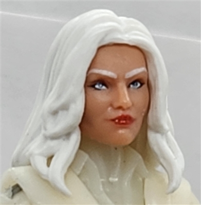 Female Head: "CHRISTINA" LIGHT Skin Tone with 2 (TWO) WHITE Hair Pieces (LONG AND MEDIUM Length) Deluxe Set - 1:18 Scale MTF Valkyries Accessory for 3-3/4" Action Figures